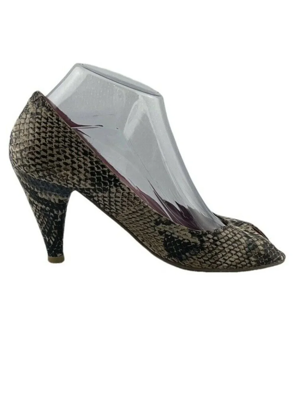 Jeffrey Campbell Snake Print Peep Toe Heels Size 7.5